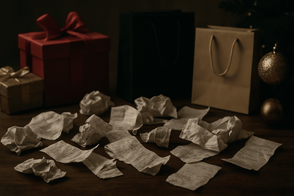Overspending during Christmas showing wasted money due to poor holiday planning decisions